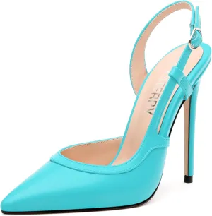 SKYSTERRY Women's Slingback Heels Closed Pointed Toe 4.7-Inch Stiletto High Heeled Pumps Sexy Wedding Party Office Work Dress Shoes