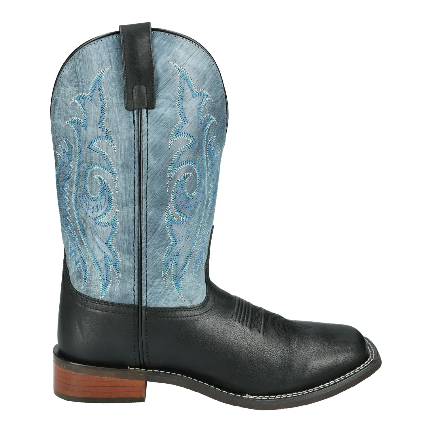 Smoky Mountain Boots Mens James Black/Vintage Blue Leather Cowboy Boots