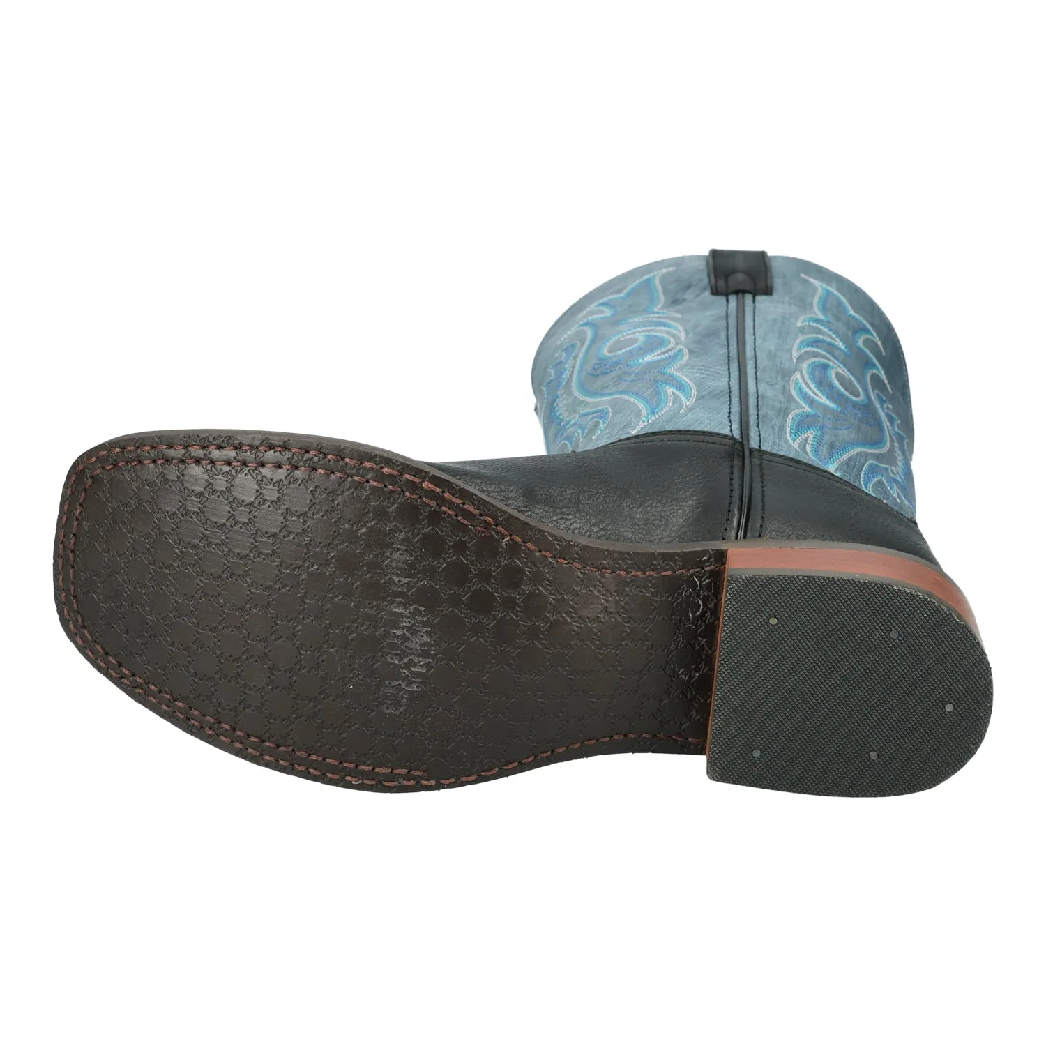 Smoky Mountain Boots Mens James Black/Vintage Blue Leather Cowboy Boots