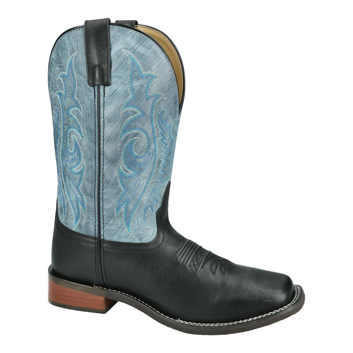 Smoky Mountain Boots Mens James Black/Vintage Blue Leather Cowboy Boots