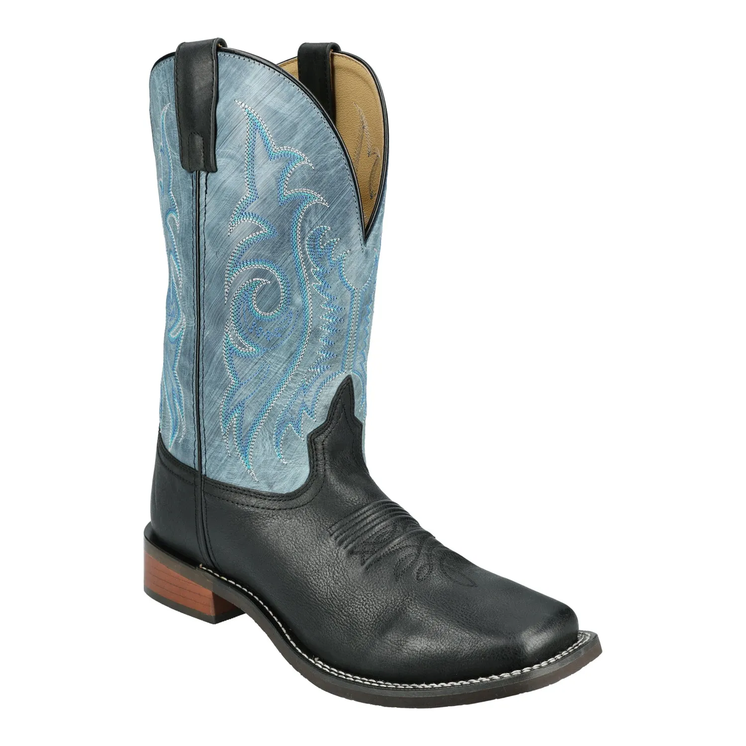 Smoky Mountain Boots Mens James Black/Vintage Blue Leather Cowboy Boots