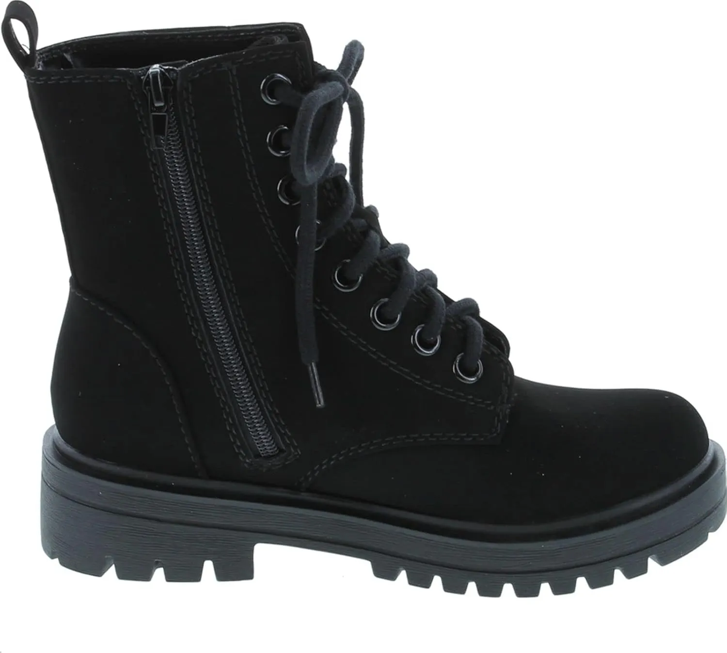 Soda FIRM - Lug Sole Combat Ankle Bootie Lace up w/Side Zipper