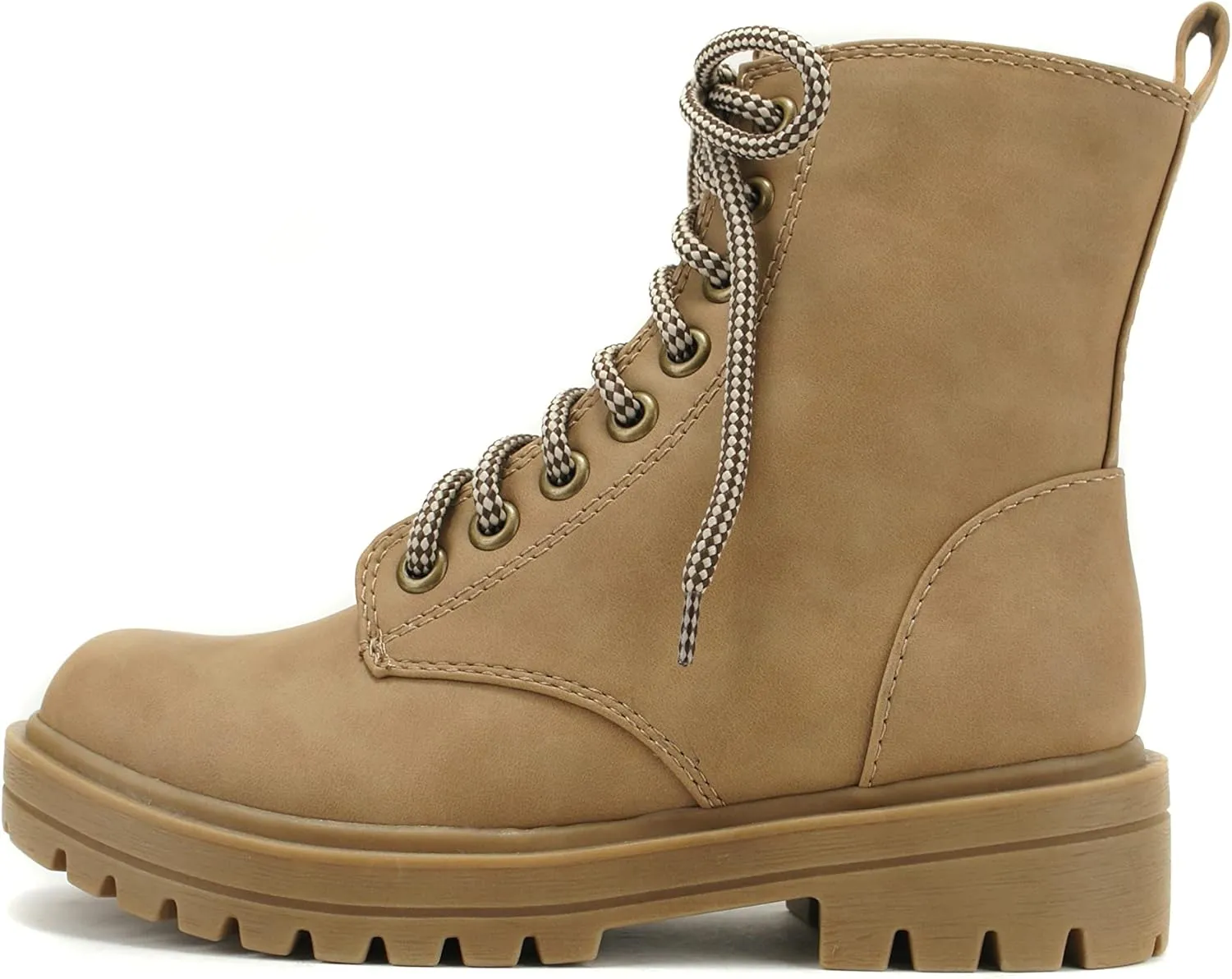 Soda FIRM - Lug Sole Combat Ankle Bootie Lace up w/Side Zipper