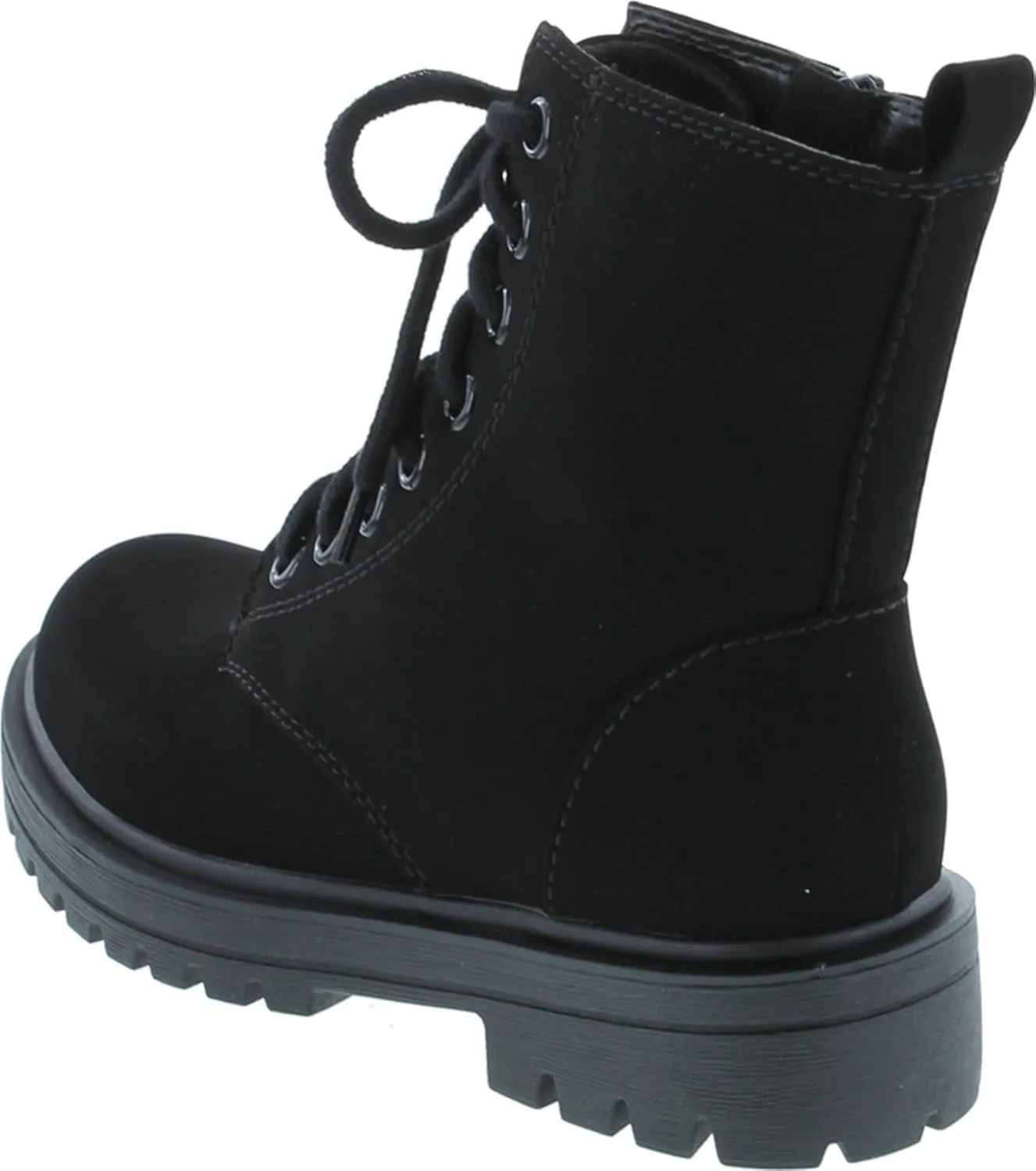 Soda FIRM - Lug Sole Combat Ankle Bootie Lace up w/Side Zipper