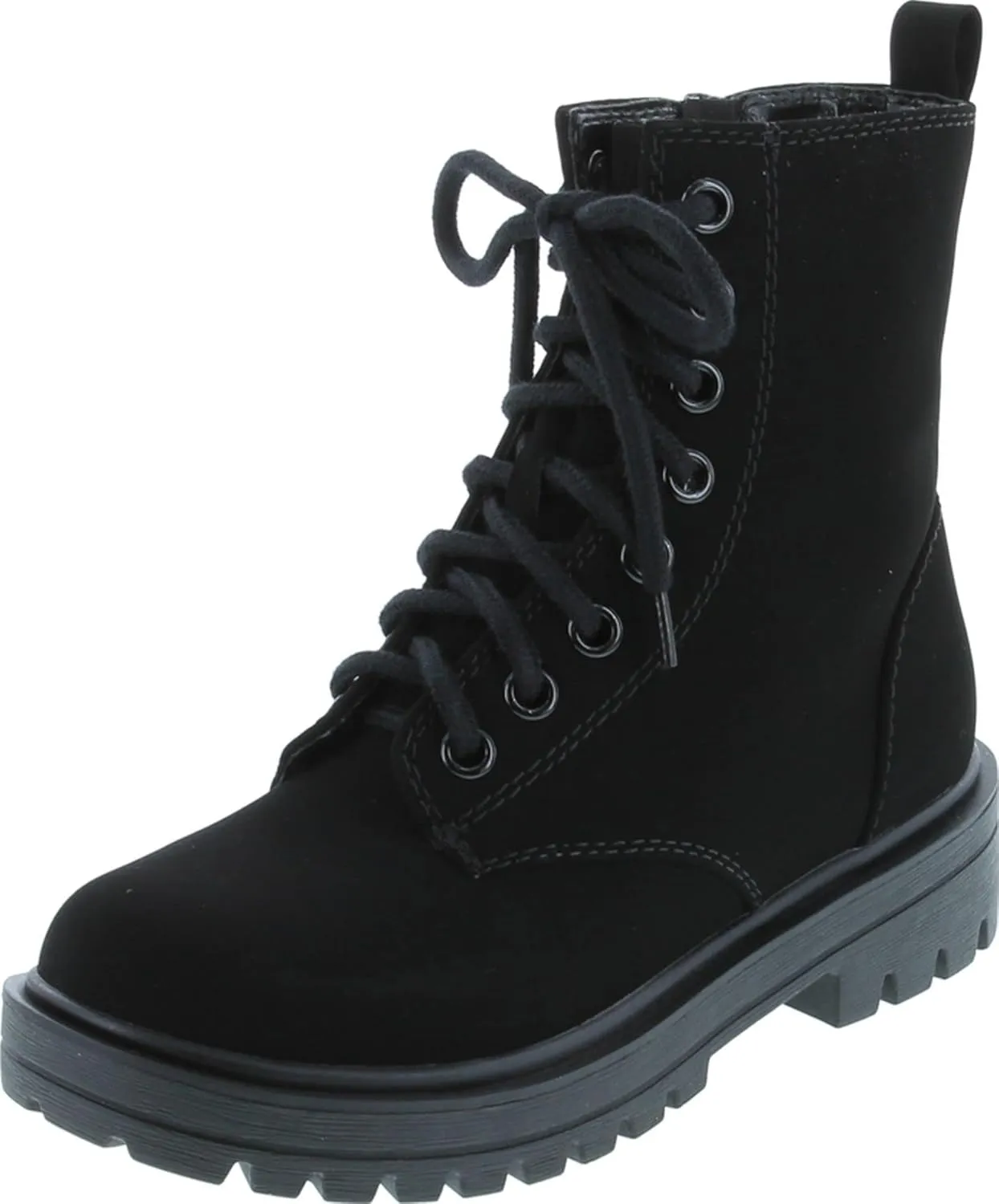 Soda FIRM - Lug Sole Combat Ankle Bootie Lace up w/Side Zipper