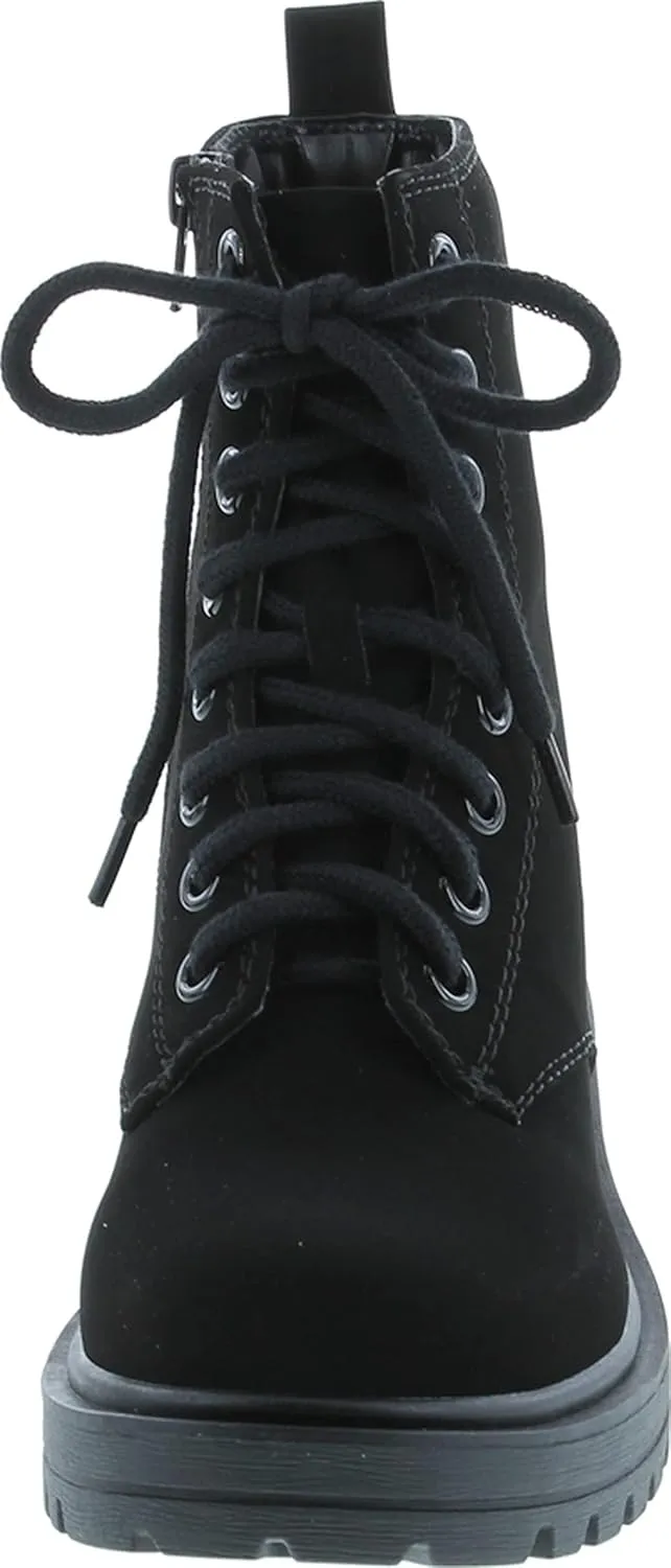 Soda FIRM - Lug Sole Combat Ankle Bootie Lace up w/Side Zipper