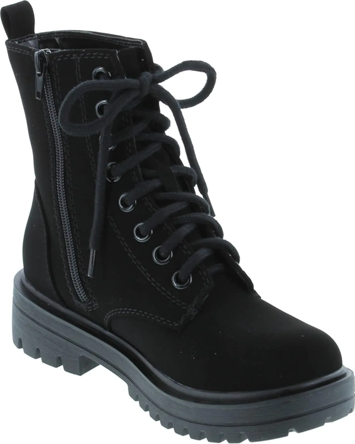 Soda FIRM - Lug Sole Combat Ankle Bootie Lace up w/Side Zipper