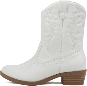 Soda RENO-2 Kids/Girls/Children Western Cowboy Stitched Pointe Toe Low Heel Ankle Mid Shaft Fashion Boots