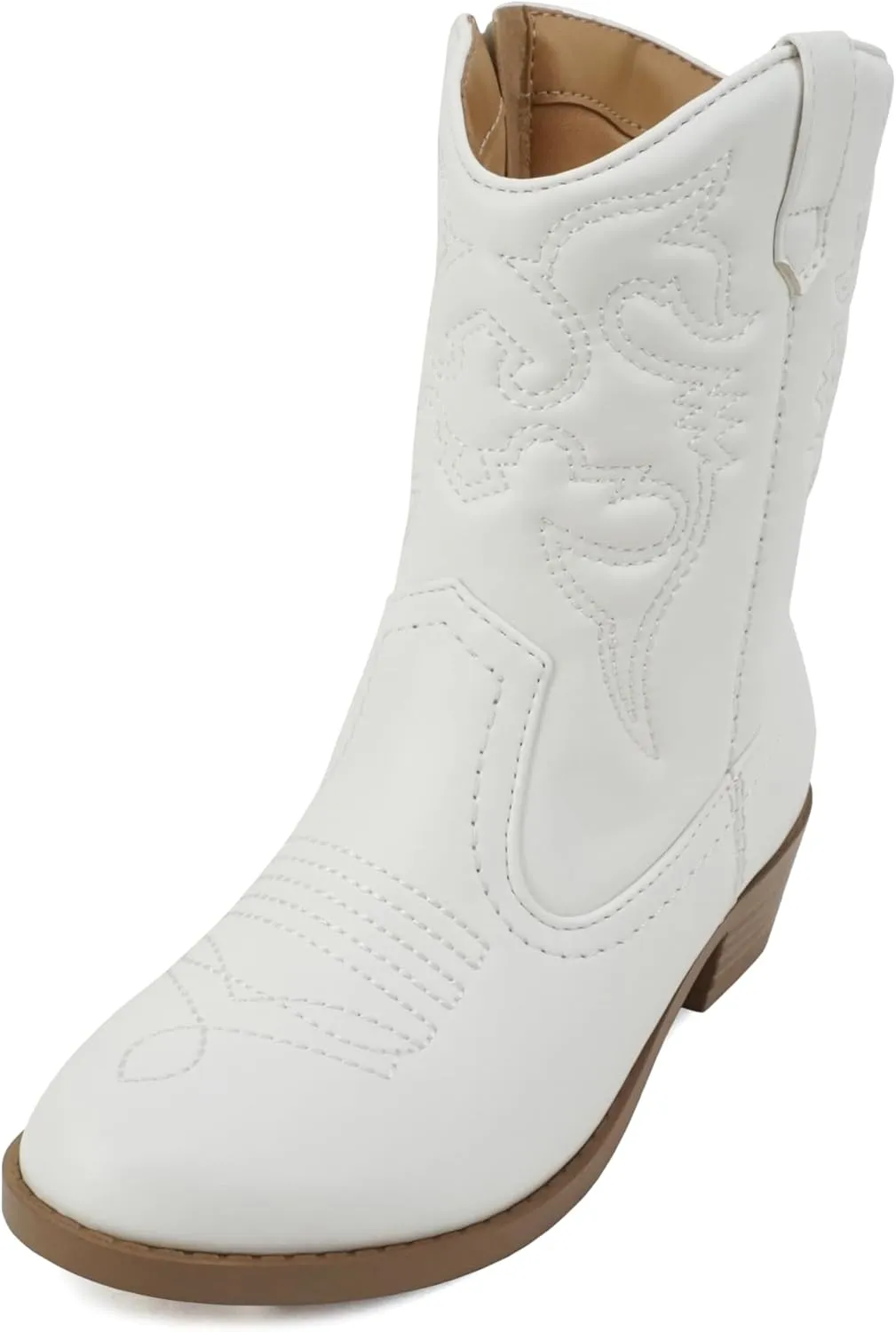 Soda RENO-2 Kids/Girls/Children Western Cowboy Stitched Pointe Toe Low Heel Ankle Mid Shaft Fashion Boots