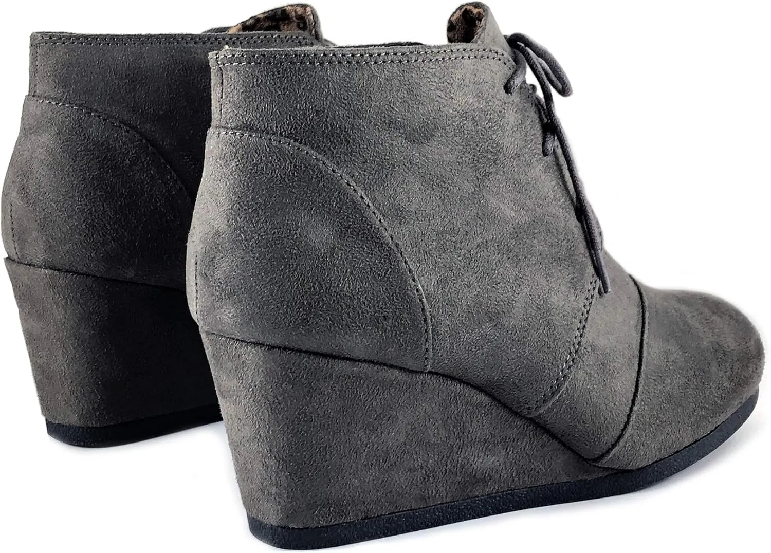 Soda “REX” ~ Women Lace Up Rounded Toe Low Wedge Ankle Bootie