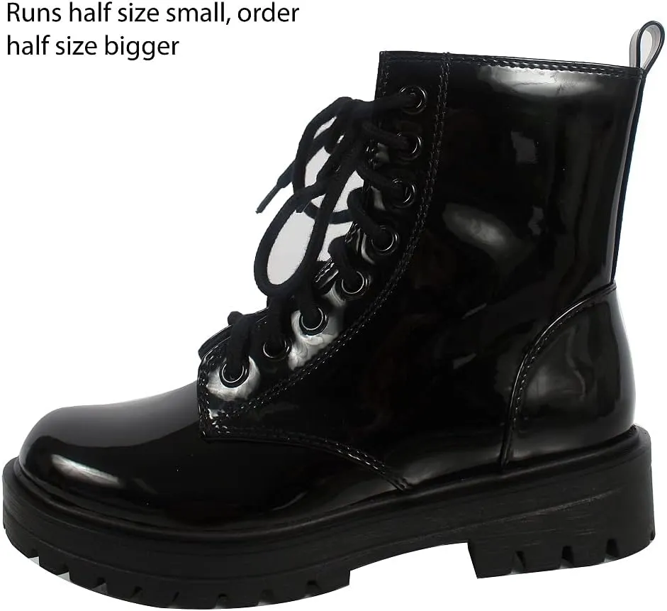 Soda Women's Combat Lace Up Ankle Boot