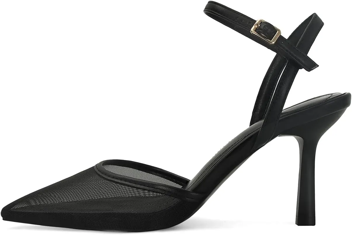 SOVANYOU Women's Pumps Closed Pointed Toe Heels for Women Ankle Strap Sexy Stiletto High Heels Wedding Party Dress Shoes