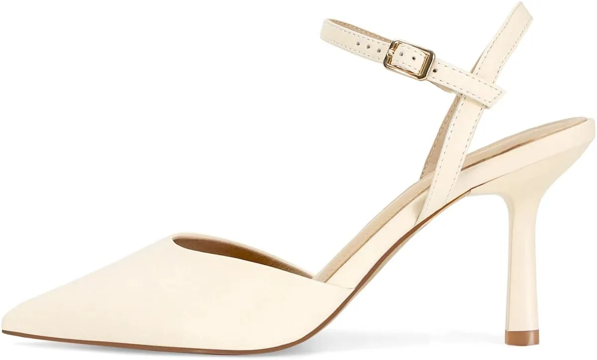 SOVANYOU Women's Pumps Closed Pointed Toe Heels for Women Ankle Strap Sexy Stiletto High Heels Wedding Party Dress Shoes