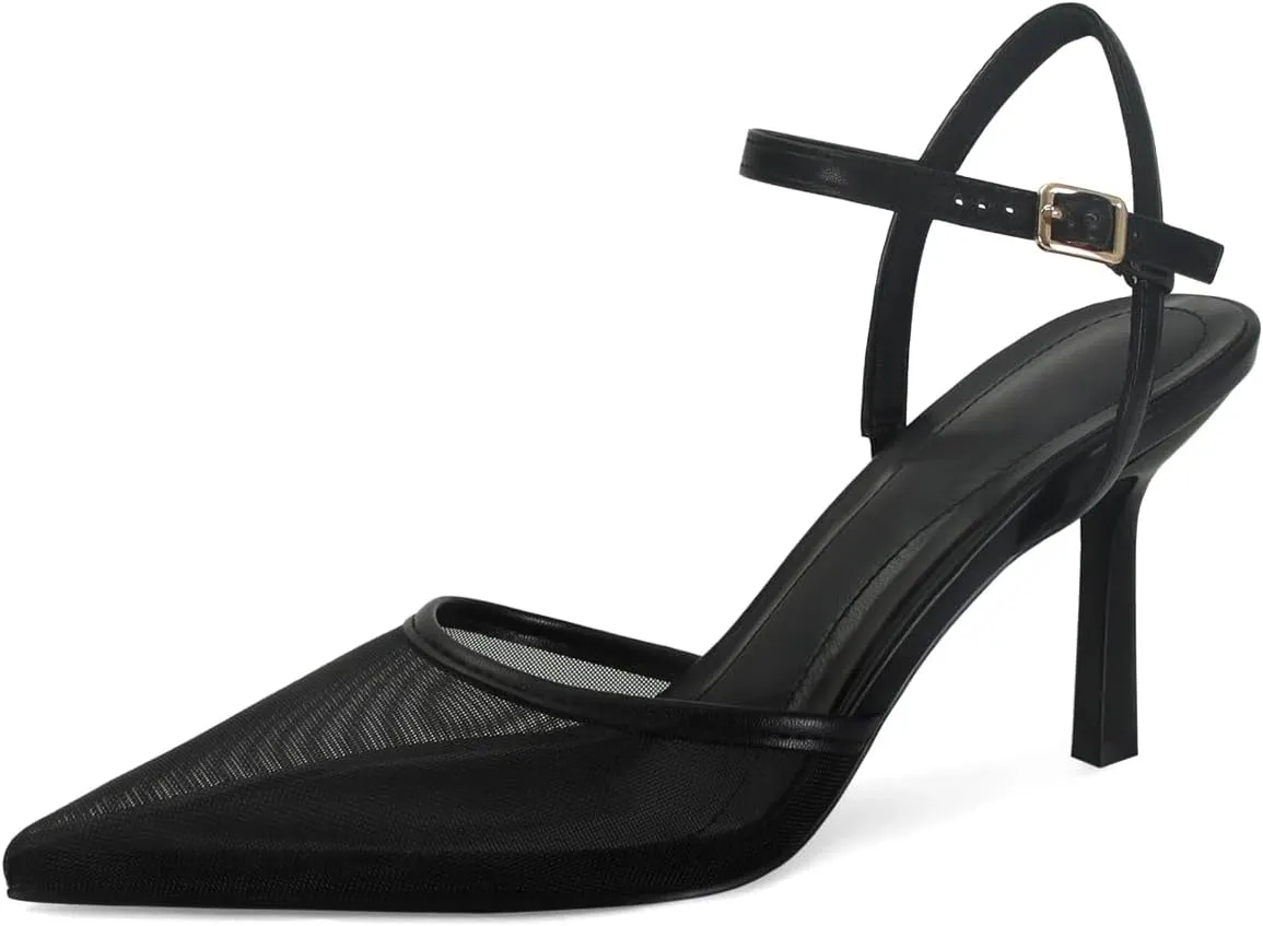 SOVANYOU Women's Pumps Closed Pointed Toe Heels for Women Ankle Strap Sexy Stiletto High Heels Wedding Party Dress Shoes