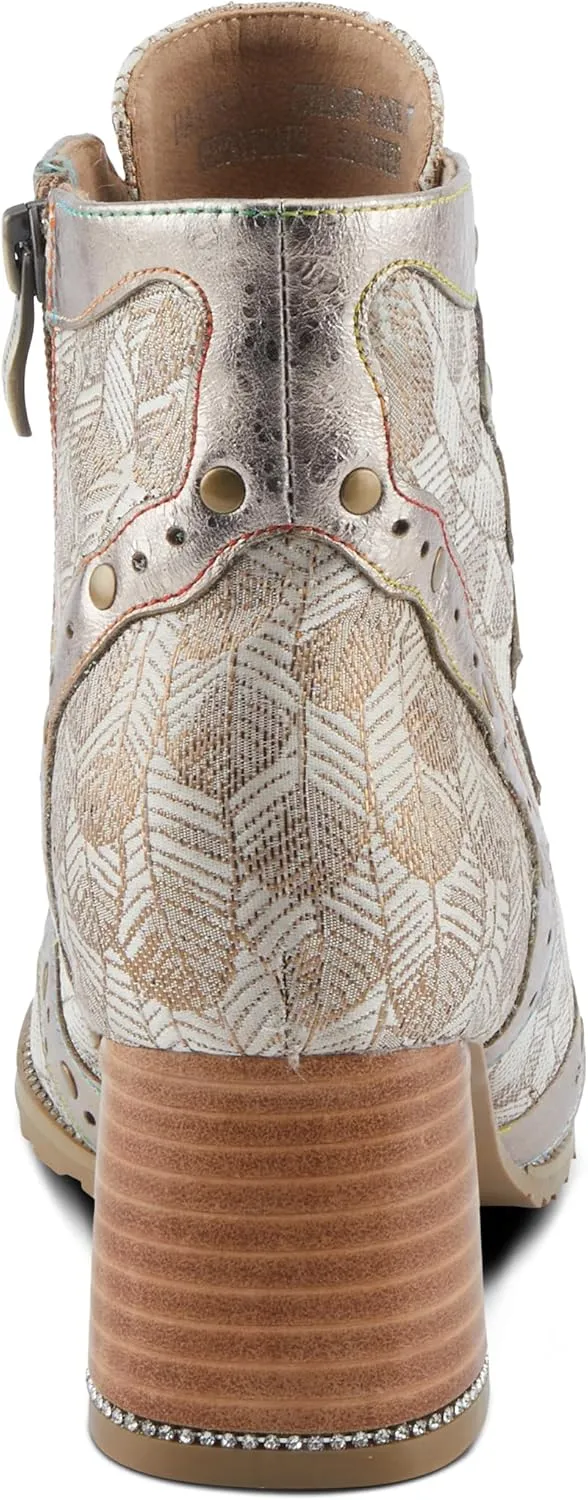 Spring Step L'Artiste Haisley Women's Glamorous Bootie - Crystals & Metallic Studs, Eye-Catching Lace-Up Ankle Boots