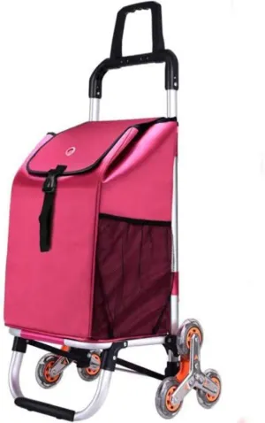 Stair Climbing Shopping Trolley On 6 Wheels & Crystal Wheels Folding Shopping Cart with Lid and Zip Pocket,40l Ca pacity Waterproof,Light