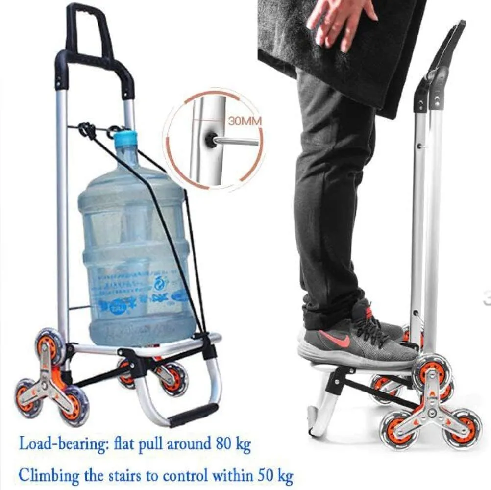 Stair Climbing Shopping Trolley On 6 Wheels & Crystal Wheels Folding Shopping Cart with Lid and Zip Pocket,40l Capacity Waterproof,Light, Strong & Stable Mobility Aid for