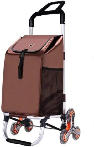 Stair Climbing Shopping Trolley On 6 Wheels & Crystal Wheels Folding Shopping Cart with Lid and Zip Pocket,40l Capacity Waterproof,Light, Strong & Stable Mobility Aid for
