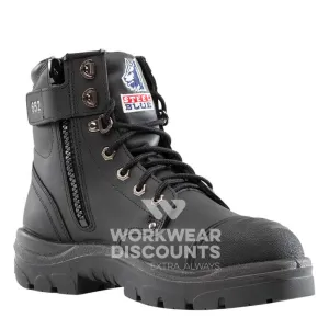 Steel Blue Argyle Scuff Cap Zip Lace Safety Boots Black