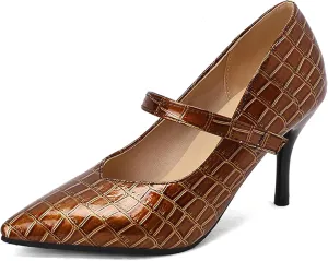 Stiletto Heel Pointed Toe Women Work Shoes Ankle Strap