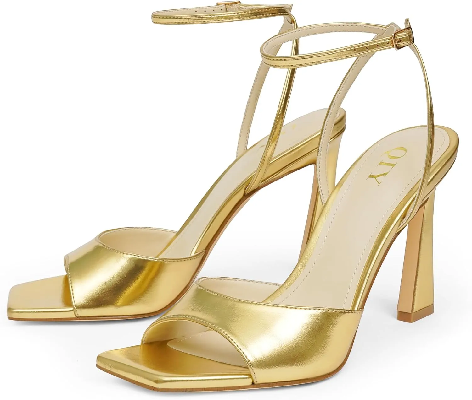 Strappy Heels for Women Heeled Sandals Square Toe Heel Ankle Strap Stiletto Mesh High Heels Dress Shoes