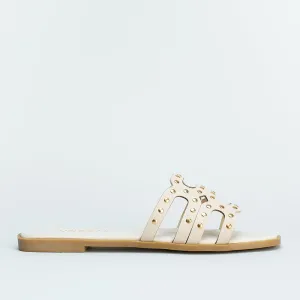 Studded Flat Mule Sandal _ 160038