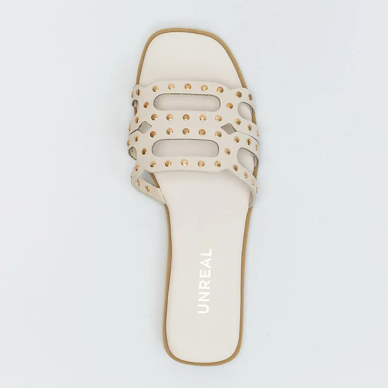 Studded Flat Mule Sandal _ 160038