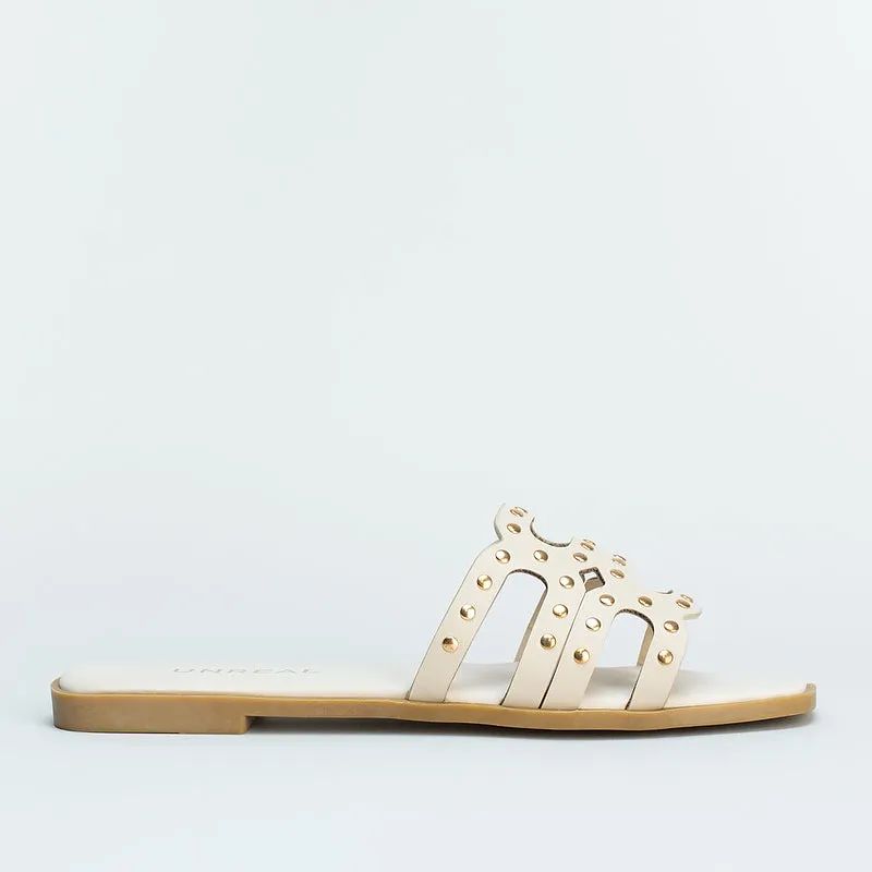 Studded Flat Mule Sandal _ 160038