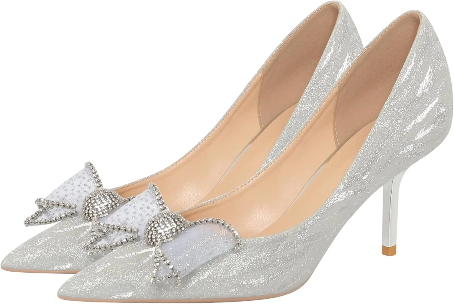 Stunner Women's Closed Pointed Toe Pumps Stiletto High Heels Wedding Party Dress Heeled Shoes with Bowknot
