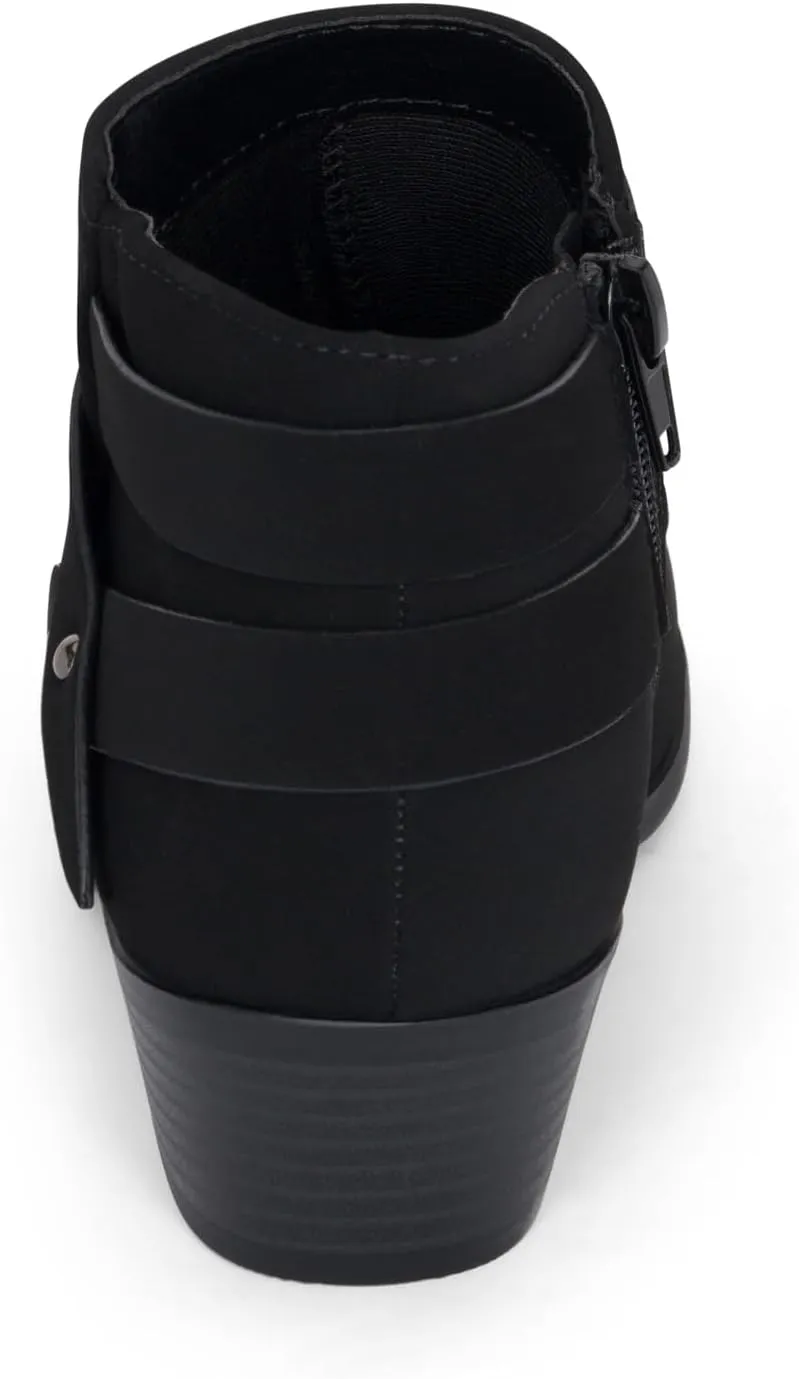 STYLISH S MIRAGE ~ Women's Pointed Toe Low Stacked Heel Side Zipper Ankle Booties