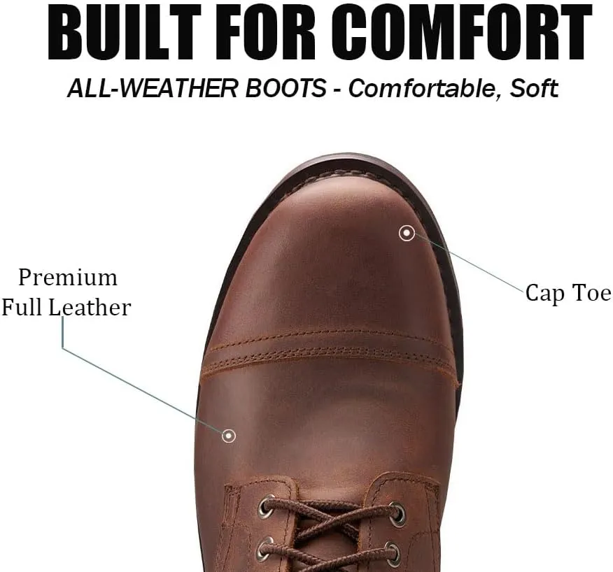 SUREWAY 6 Inch Men's Lace-up Ankle Boot - Cap Toe, Captain Genuine Leather Lace up Chukka Boots for Men,Classic Comfort Oxford Style Footwear