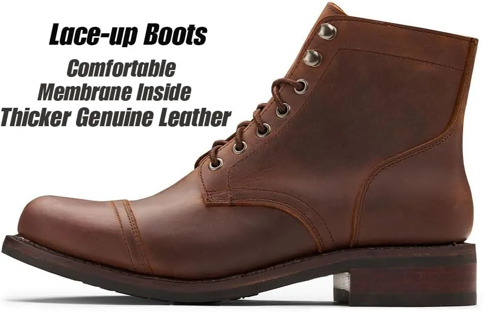 SUREWAY 6 Inch Men's Lace-up Ankle Boot - Cap Toe, Captain Genuine Leather Lace up Chukka Boots for Men,Classic Comfort Oxford Style Footwear