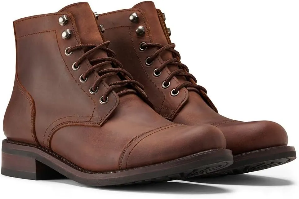 SUREWAY 6 Inch Men's Lace-up Ankle Boot - Cap Toe, Captain Genuine Leather Lace up Chukka Boots for Men,Classic Comfort Oxford Style Footwear