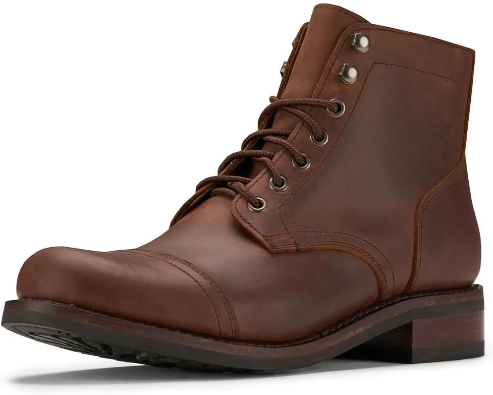 SUREWAY 6 Inch Men's Lace-up Ankle Boot - Cap Toe, Captain Genuine Leather Lace up Chukka Boots for Men,Classic Comfort Oxford Style Footwear