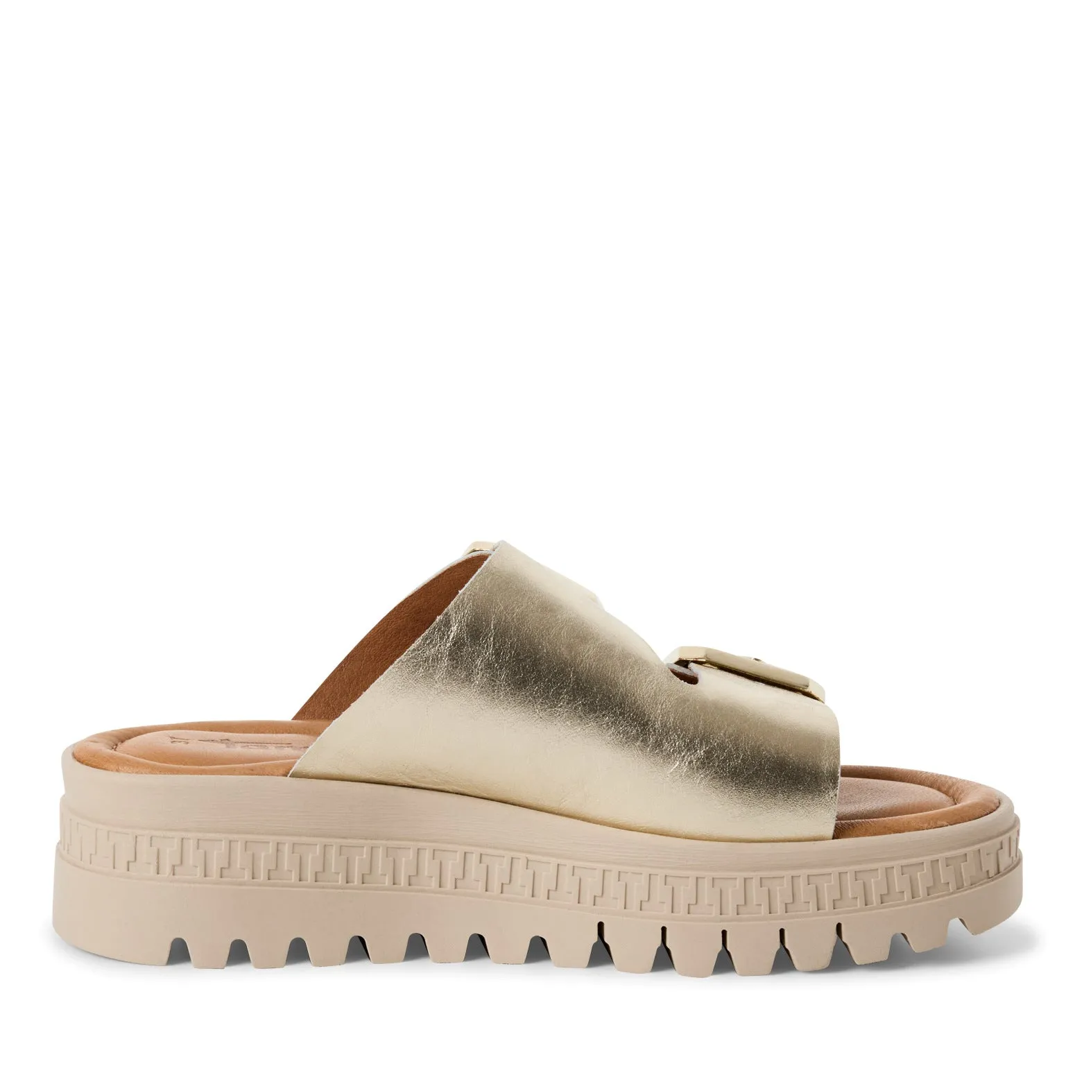 TAMARIS - 27202-933 CHUNKY DOUBLE STRAP MULE - GOLD