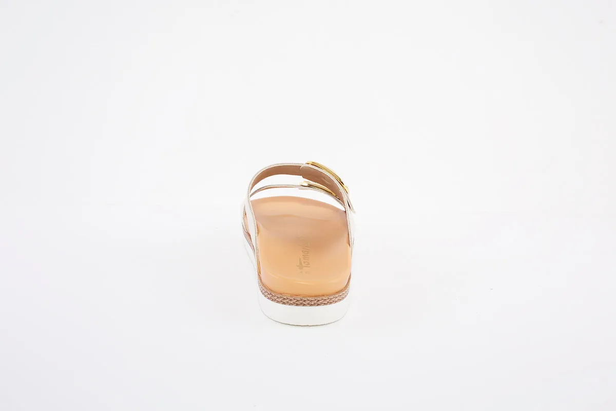 TAMARIS - 27404-457 DOUBLE STRAP FLAT MULE - CREAM NUBUCK