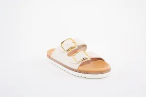 TAMARIS - 27404-457 DOUBLE STRAP FLAT MULE - CREAM NUBUCK