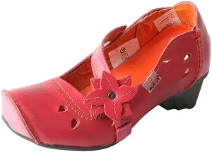 TMA EYES Women's Leather Soft Sole Comfort Low Heel Casual Shoes with Fish Mouth Design