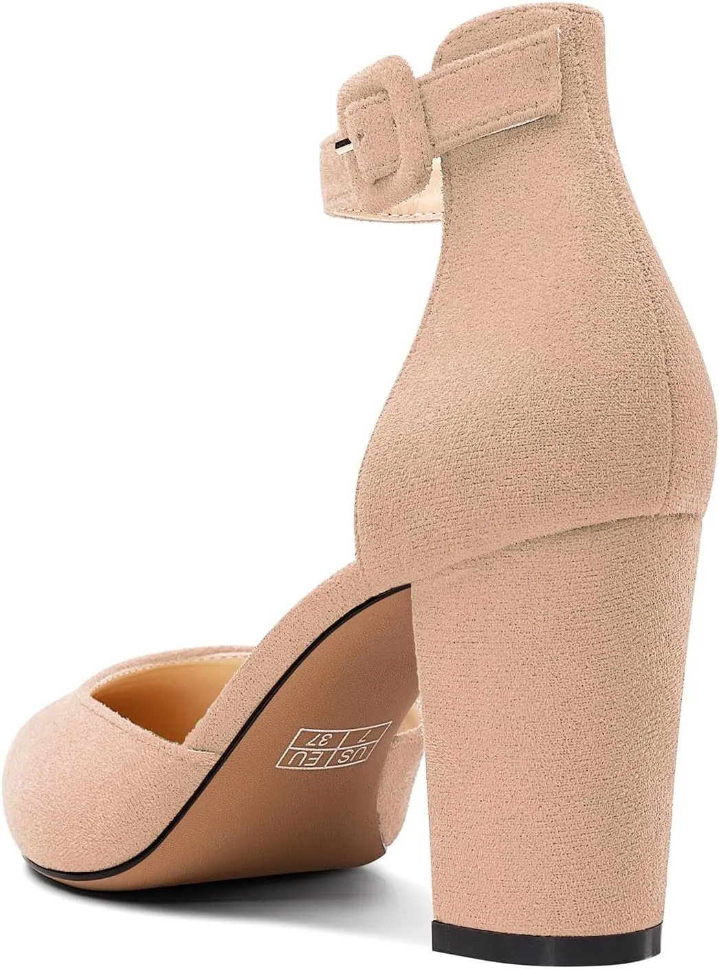 TNYNFBEB Womens Chunky Block Mid Heel Pointed Toe Pumps Ankle Strap Two-Piece Buckle Prom Wedding Dress 3.2 Inches Heels