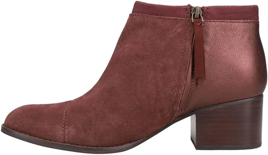 TOMS Womens Loren Block Round Toe Casual Boots Ankle Low Heel 1-2" - Brown