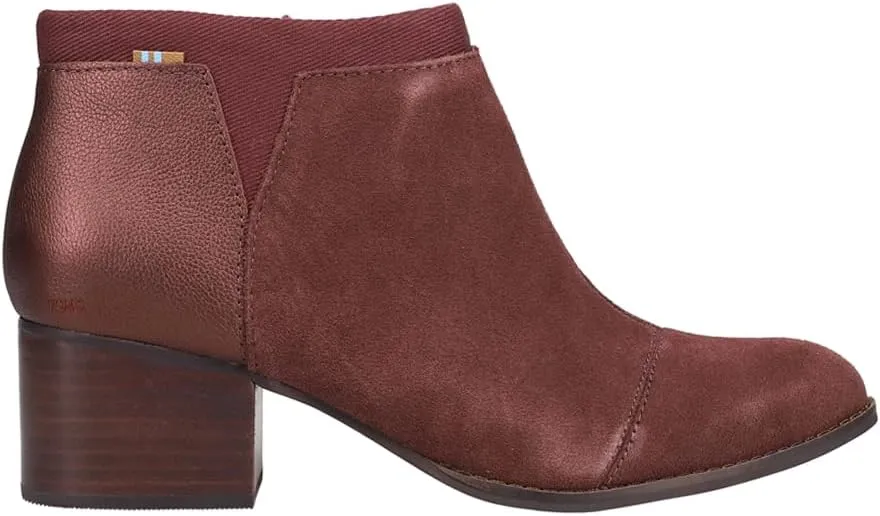 TOMS Womens Loren Block Round Toe Casual Boots Ankle Low Heel 1-2" - Brown