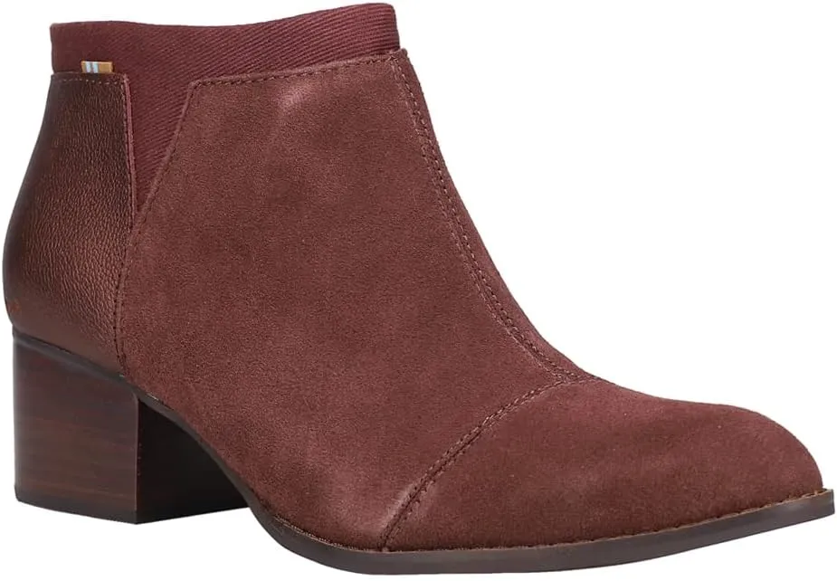 TOMS Womens Loren Block Round Toe Casual Boots Ankle Low Heel 1-2" - Brown