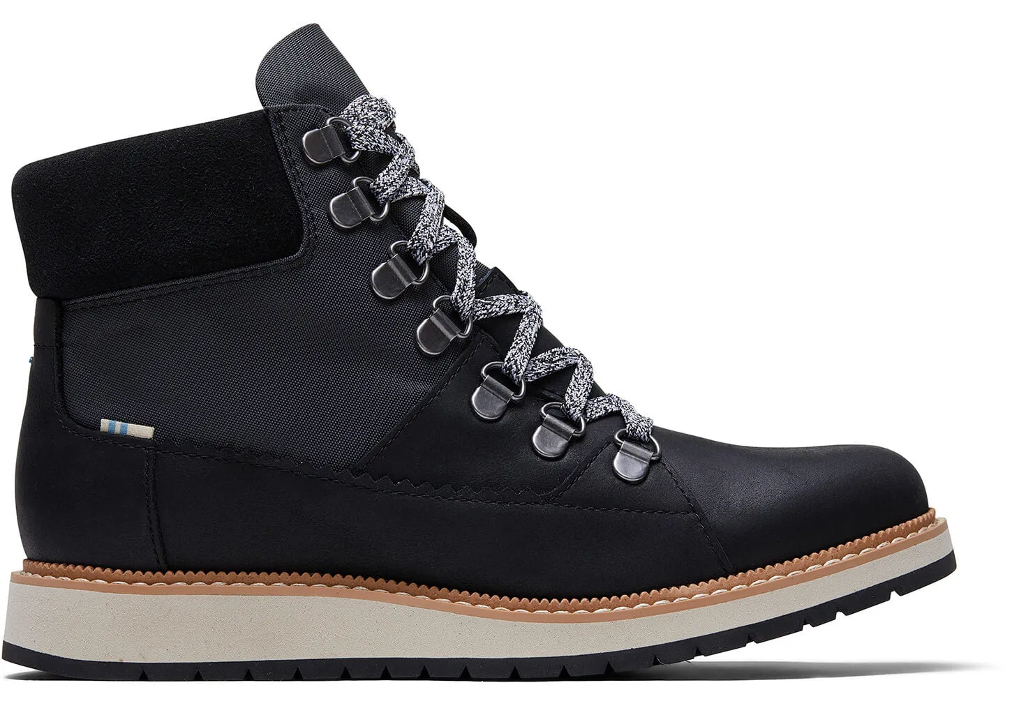 TOMS Women's Mesa Waterproof Black Leather Nylon Boots