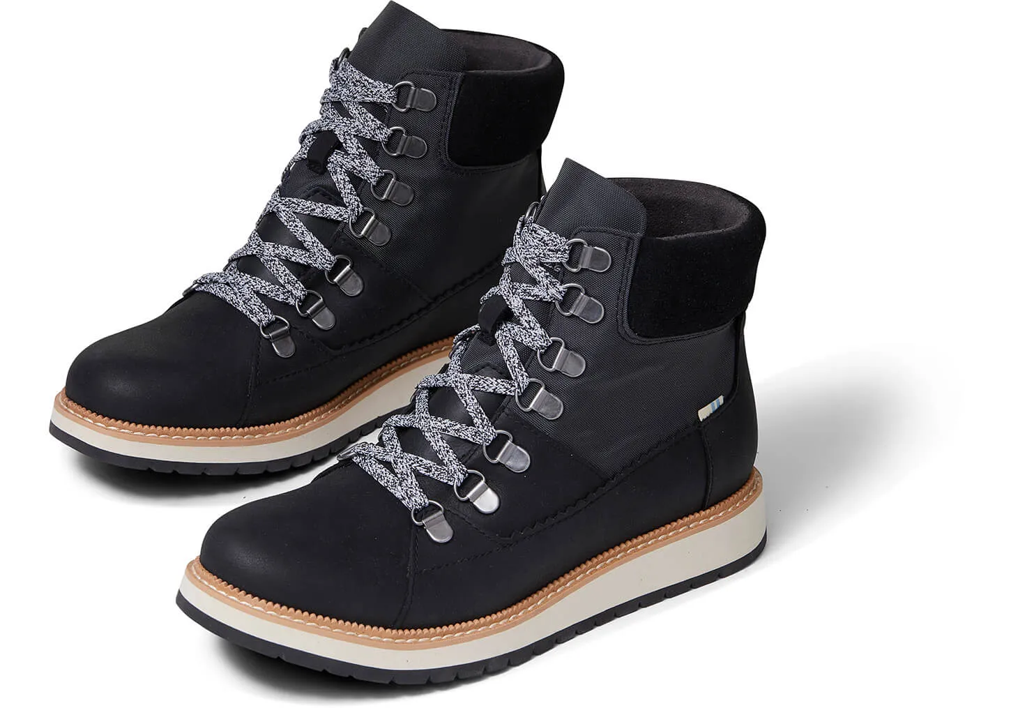 TOMS Women's Mesa Waterproof Black Leather Nylon Boots