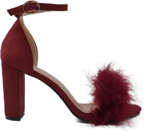 TOP Moda Womens Hannah-1 Platform Chunky Heel Metallic Glitter Party Ankle Strap High Heel Sandal Wine Su 7