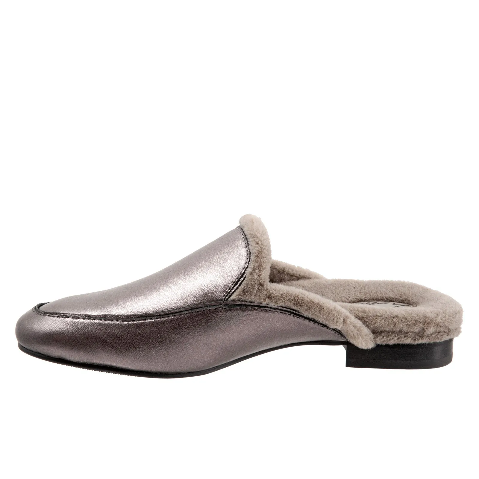 Trotters Ginette T2159-043 Womens Gray Narrow Leather Mule Sandals Shoes