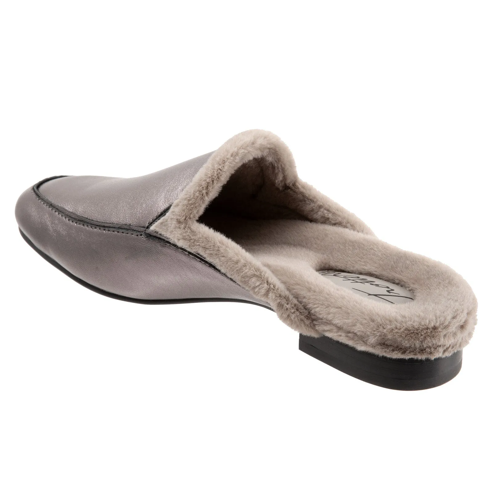 Trotters Ginette T2159-043 Womens Gray Narrow Leather Mule Sandals Shoes