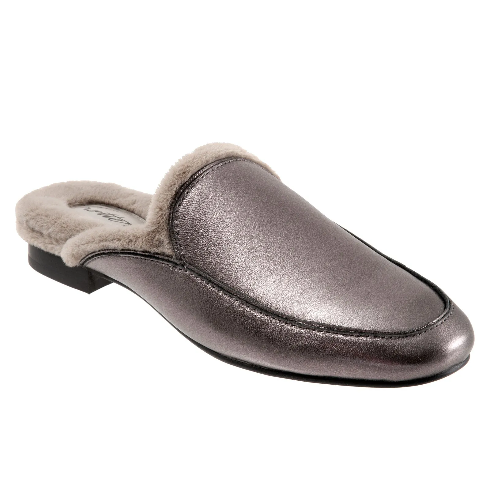 Trotters Ginette T2159-043 Womens Gray Narrow Leather Mule Sandals Shoes