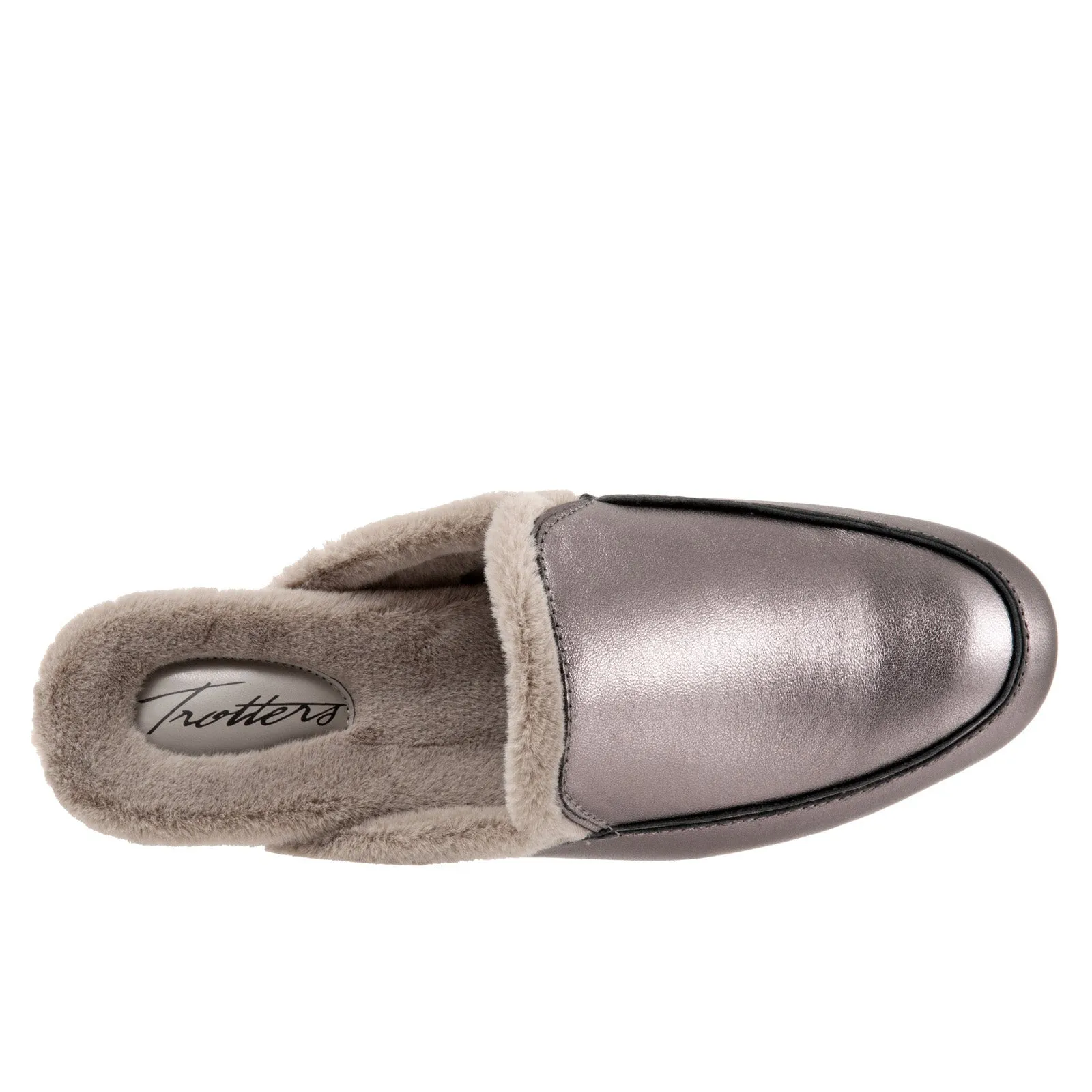 Trotters Ginette T2159-043 Womens Gray Narrow Leather Mule Sandals Shoes