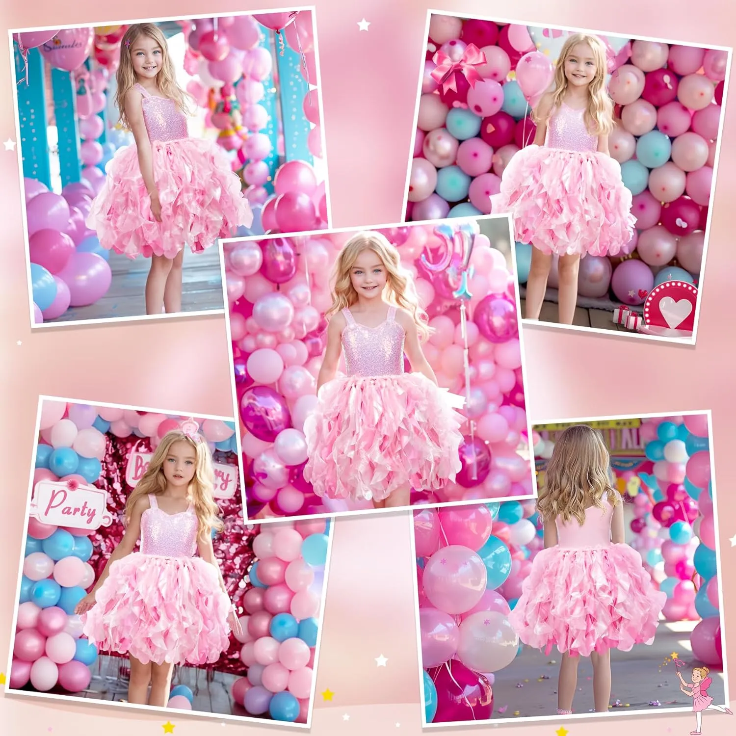 Tutu Dress for Girls Sparkly Sequin Tulle Princess Birthday Party Dress for Toddler Girls Prom Sneaker Ball Gown